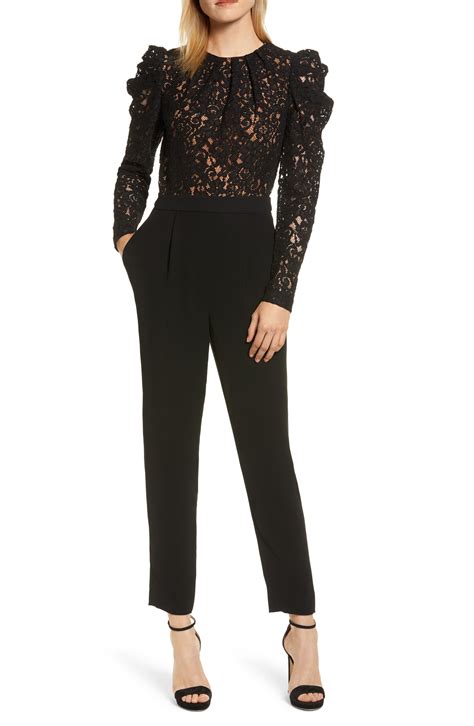 black lace jumpsuit michael michael kors|Michael Kors lace jumpsuit.